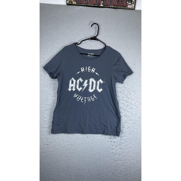 AC/DC Tops - AC/DC Shirt Juniors Large Gray High Voltage Graphic Rock Band Tee Top Music